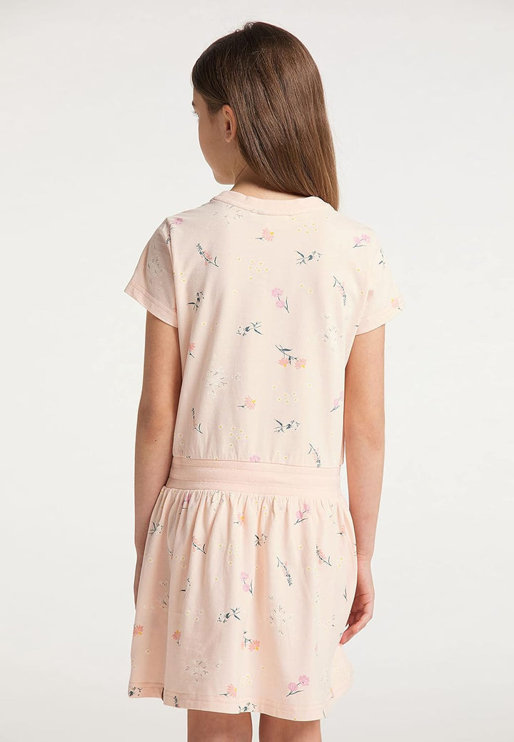 Ragwear Mädchen Kleid MAGY Flowers, Sommerkleid Kurzarm Blumen-Muster Streetwear-Look 152 Hell-pink,