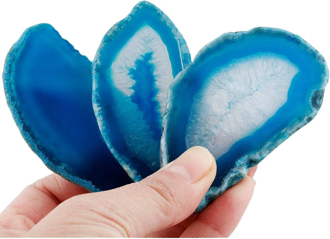 mookaitedecor 12 Stück Natürliche Geode Achat Scheiben, unregelmässige poliert Achat Edelsteine Name