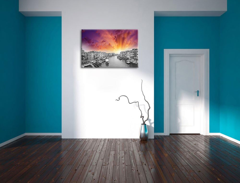 altmodische Wasserstrasse in Venedig schwarz/weiss Format: 100x70 auf Leinwand, XXL riesige Bilder f