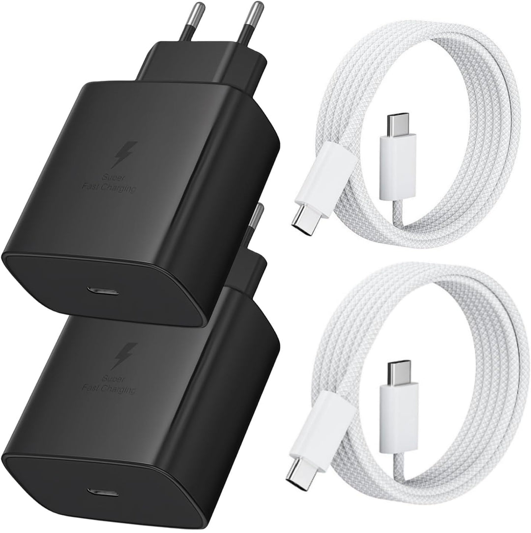 2 Pack 45W USB C Schnellladegerät mit 1.5m USB-C Ladekabel, PPS-Schnellladen Stecker für Samsung Gal