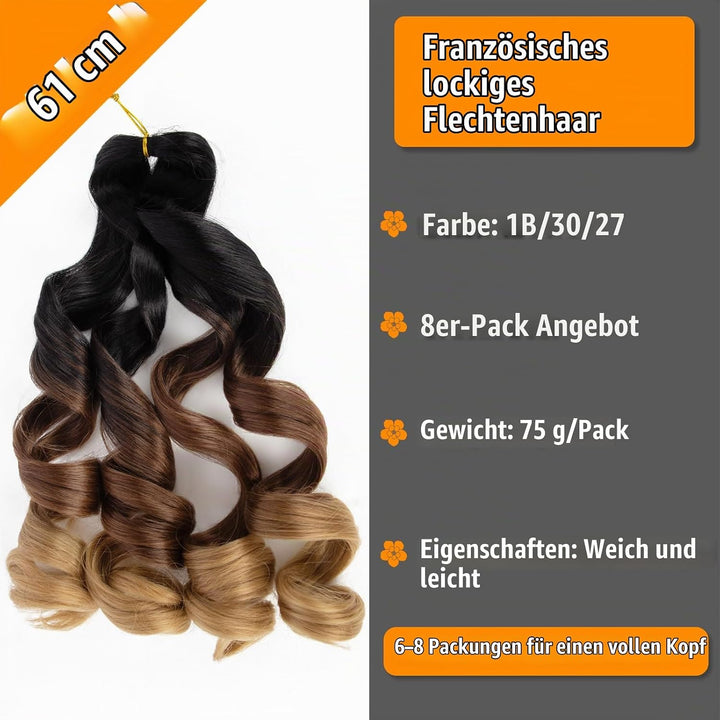 Curly Braiding Hair 24 Inch Pre Stretched Bouncy Braiding Hair Loose Wave Braiding Hair 8 Packs Fren