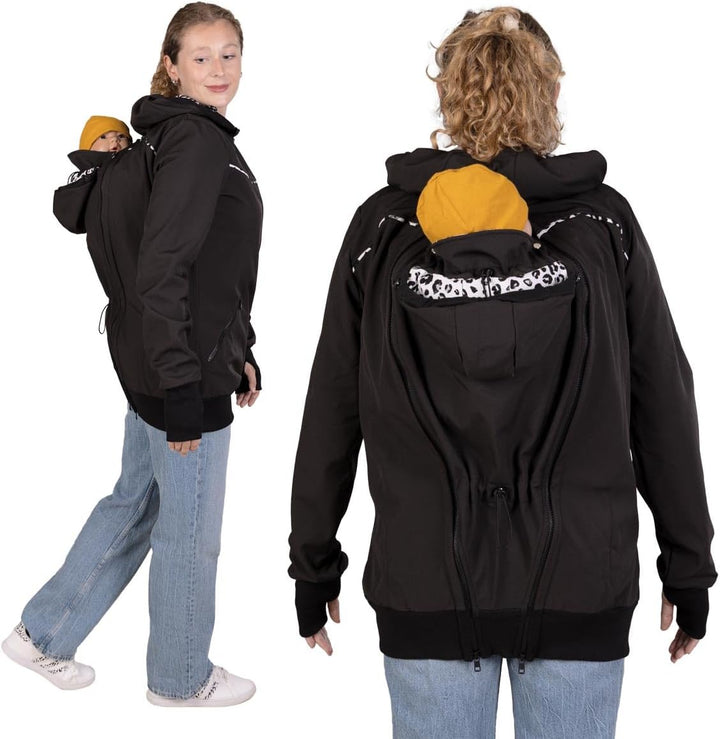 Viva la Mama 4in1 Tragejacke für Tragen auf dem Rücken oder der Brust, Softshell, Umstandsjacke + Kä