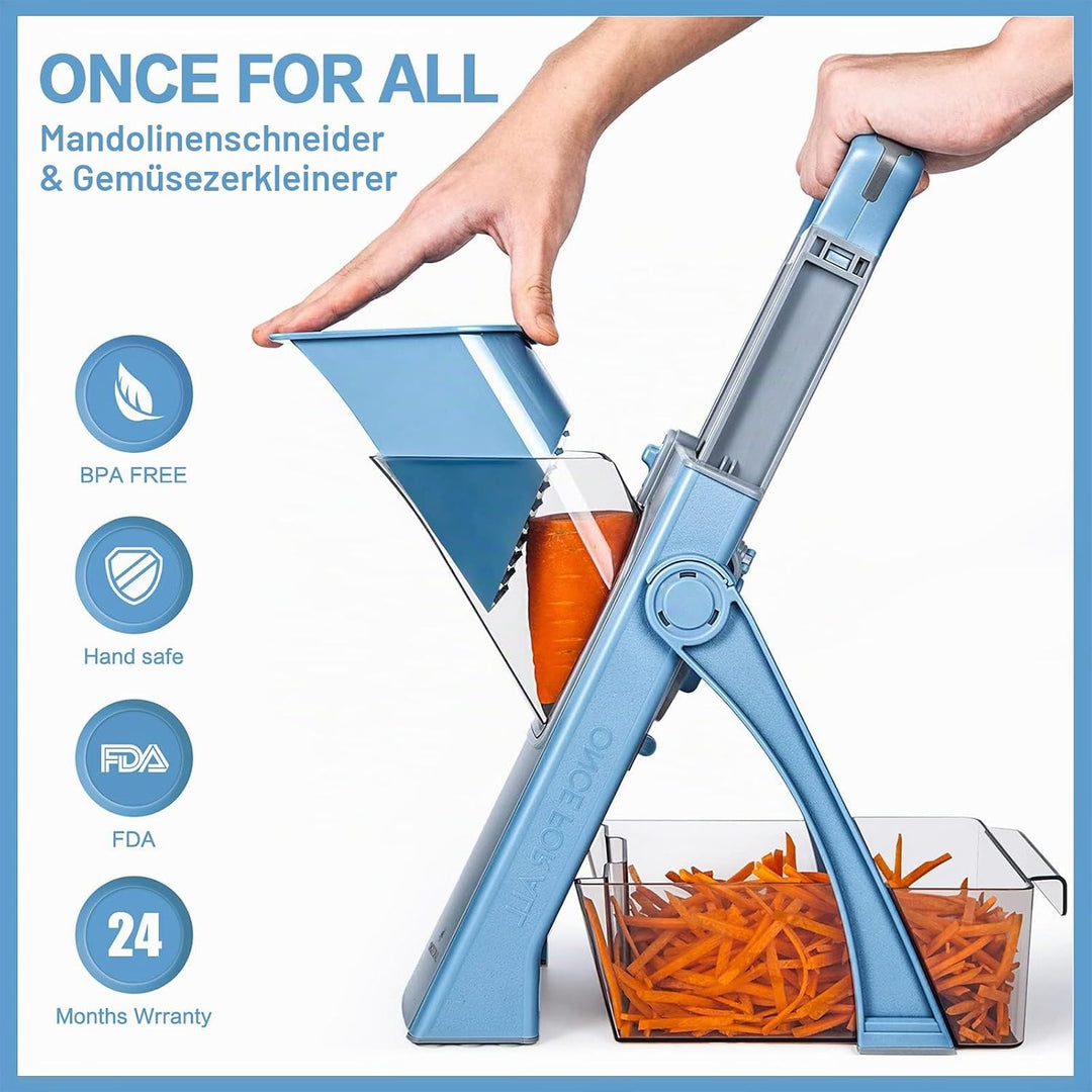 ONCE FOR ALL Gemüseschneider mit Auffangbecken, Gemüsehobel ideal als Pommesschneider &amp; Kartoffelsch