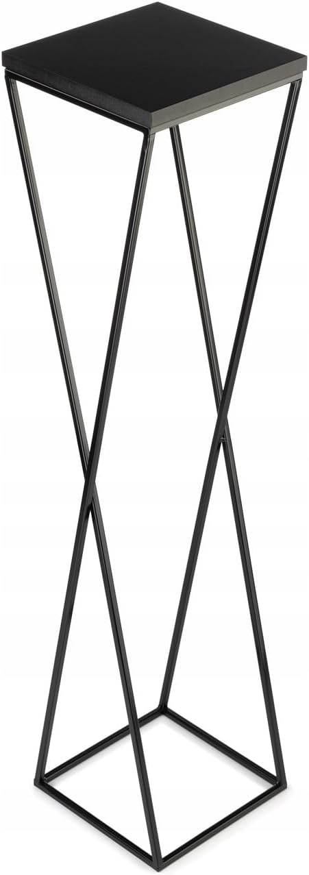 Pflanzenständer Metall 100 cm Hoch - Stabiler und Fester Blumenhocker mit Schwarz MDF-Platte auf Rob