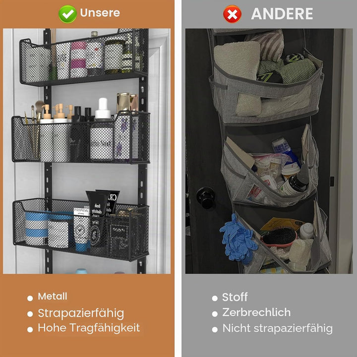 Über-der-Tür-Organizer, 5-stufig, 4 verstellbare Körbe und 8 Haken, freistehender Hänge-Organizer fü