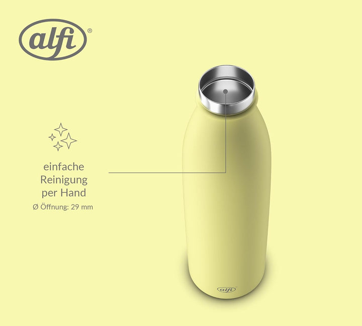 alfi PURE BOTTLE 750ml, gelb, lemon sorbet, Isolierflasche aus Edelstahl, kohlensäurefest, 12h heiss