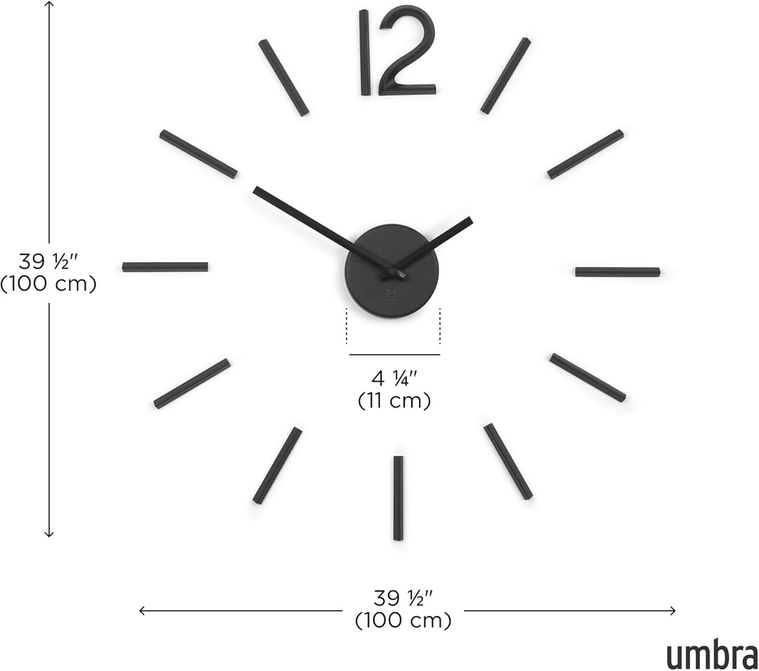 Umbra Blink, Moderne und Minimalistische DIY Quarz Wanduhr ohne Rahmen, Ziffern zum Aufkleben, Wandd