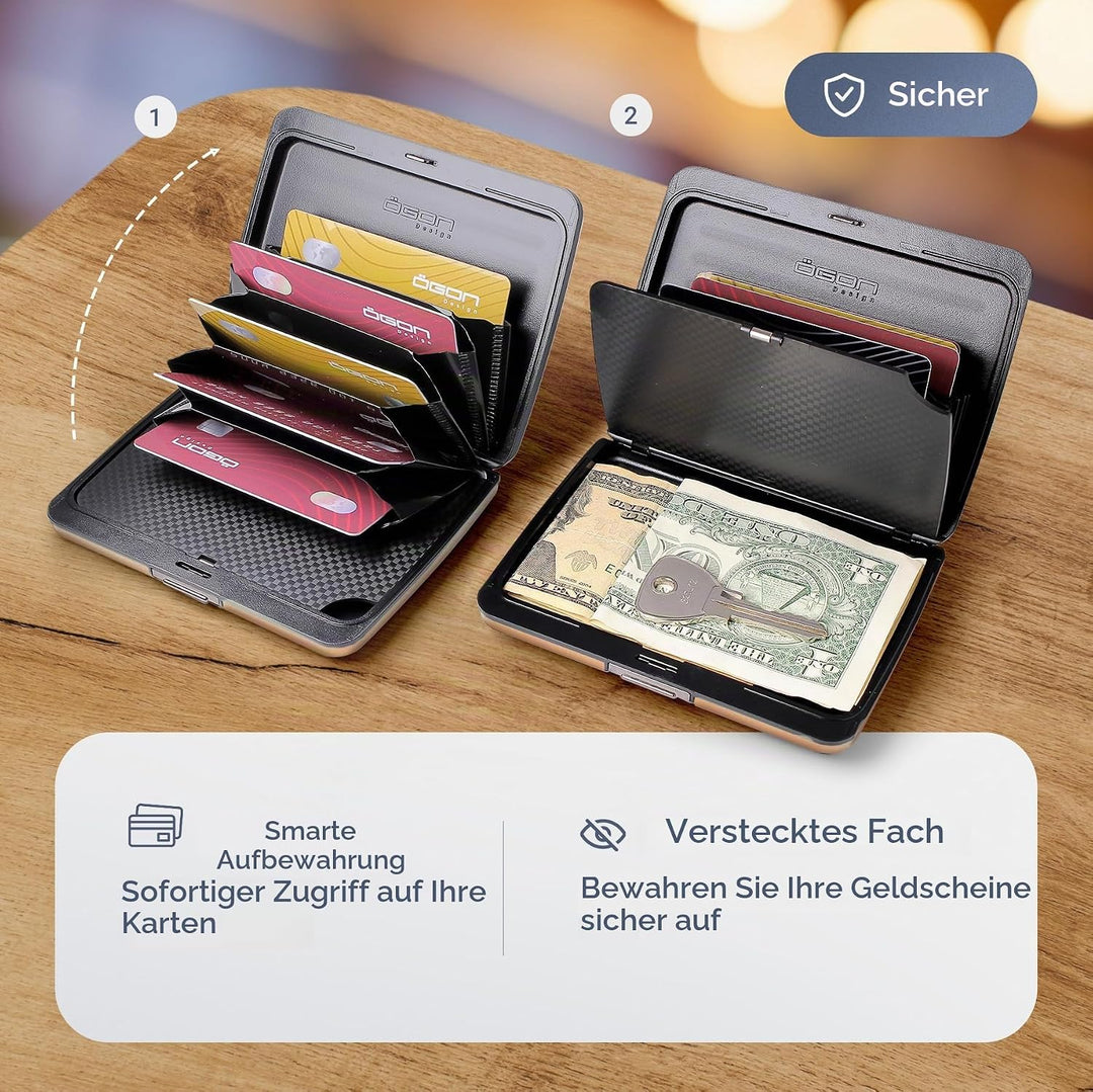 OGON Aluminium Geldbörse Smart Case V2 Large - Verstecktes Fach für Münzen und Scheine - RFID Schutz