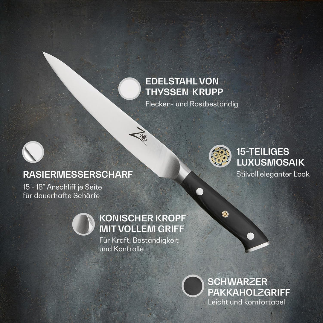 Zelite 15,2 cm Kochmesser, Profi Messer aus Deutschem Edelstahl, Universalmesser Japanisch Inspirier