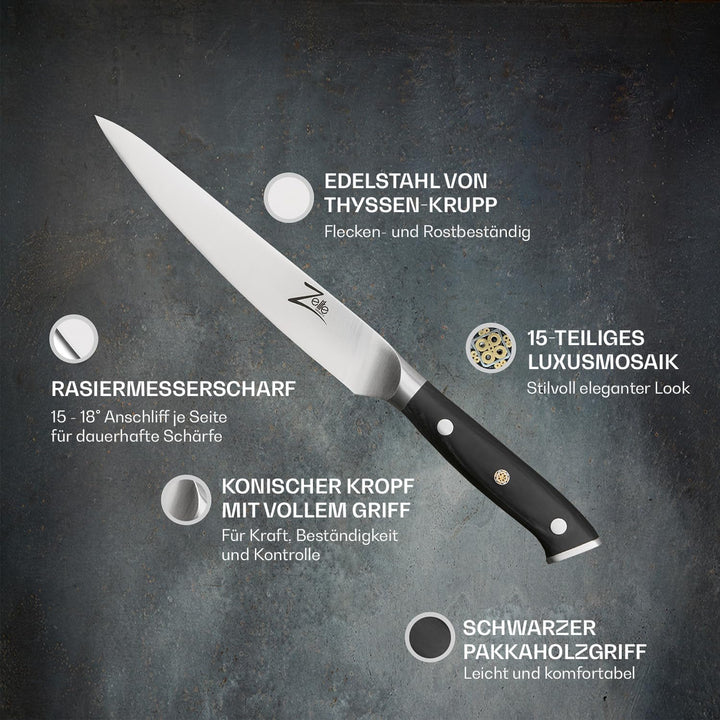 Zelite 15,2 cm Kochmesser, Profi Messer aus Deutschem Edelstahl, Universalmesser Japanisch Inspirier