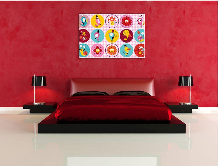 Pixxprint Lustige Tiere und Pflanzen als Leinwandbild/Grösse: 100x70 cm/Wandbild/Kunstdruck/fertig b