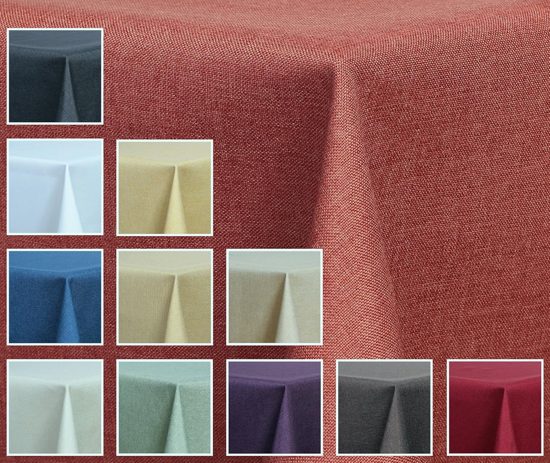 Textil Tischdecke - Leinen Optik - wasserabweisend oval (terrakotta, oval 135x180) Terrakotta oval 1