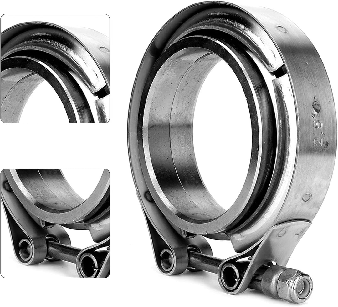 2,5-Zoll-V-Band-Klemmflansch-Kit, 2-tlg. Turbo-Abgasrohr aus Edelstahl