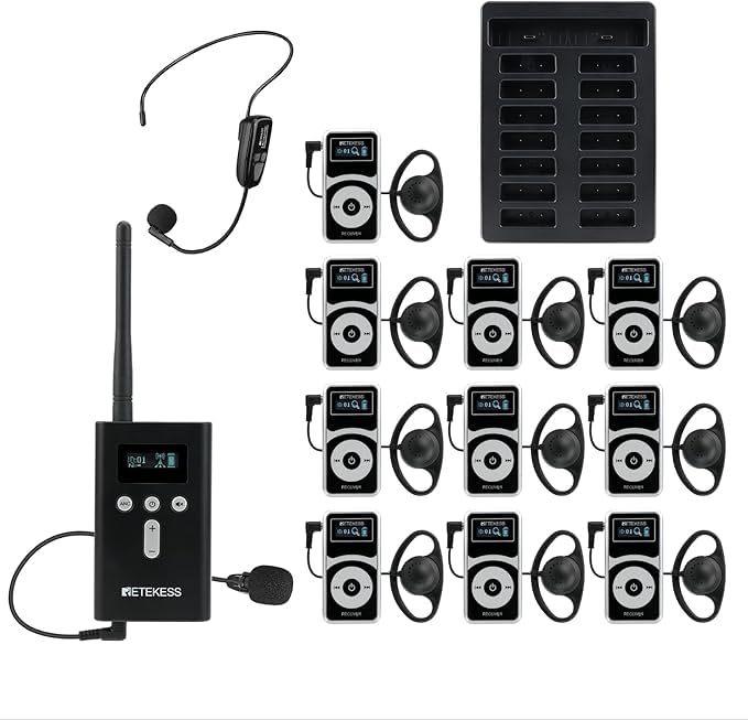 Retekess T130P (T130 3rd) Kabelloses Tour Guide System, Verbesserte Rauschunterdrückung, 160m/525ft,