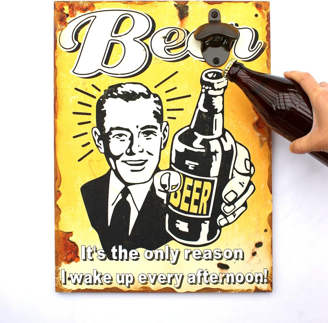 D&M Wandbild Beer mit Flaschenöffner 40cm Bieröffner 21261 Wandflaschenöffner Öffner (21261 Gelb), 2