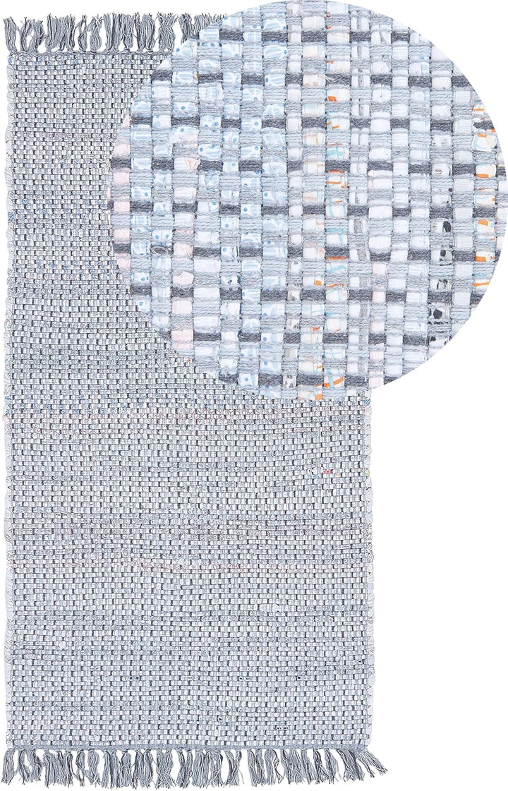 Trendy Teppich grau Streifen Baumwolle 80x150 cm Besni