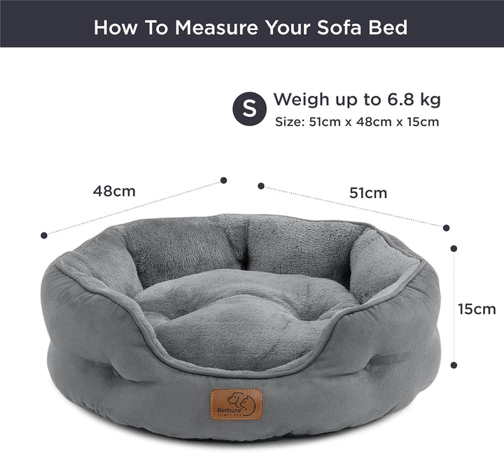 Bedsure Katzenbett waschbar Katzen Bettchen - 51x48x15cm Katzen Bett grau mit zweiseitig Innenkissen