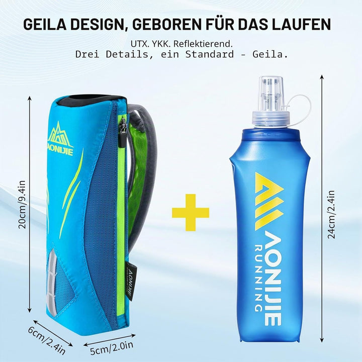 Geila Handheld Trinkflasche zum Laufen, 17 oz Handheld Trinkflasche mit Trageriemen, BPA Sport Soft