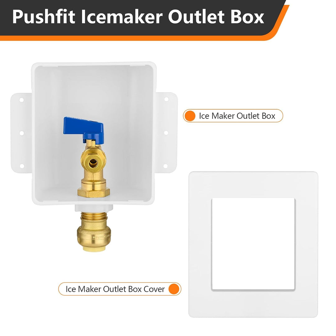 HeSun Push-to-Connect Eiswürfelbereiter-Auslassbox, Einlass 1,27 cm Steckverbindung x Auslass 1/4 Zo