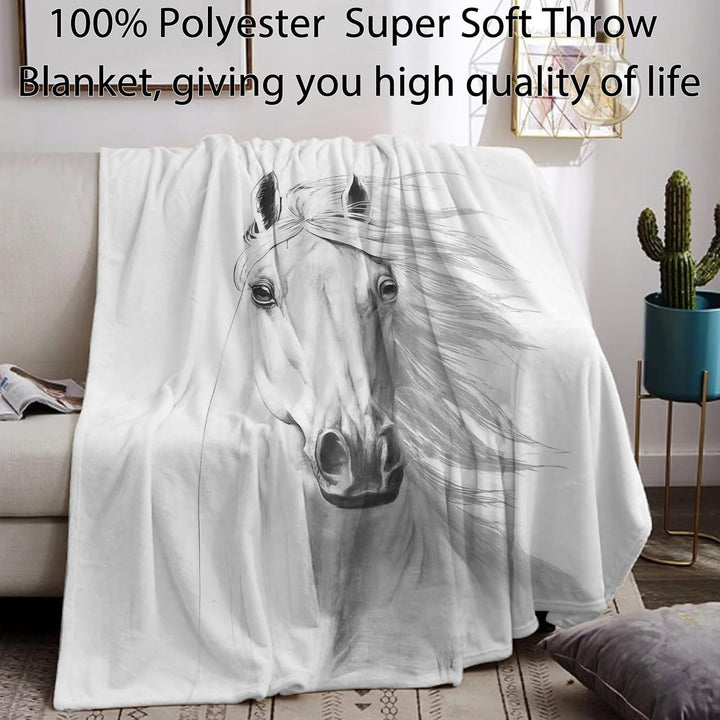 Pferd Kuscheldecke Flanell Decke Fleecedecke Flauschig Weich und Warme,3D Pferd Wohndecke Sofadecke