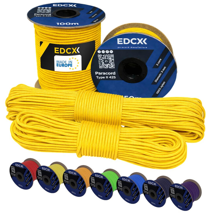 3mm Nylon Paracord 425 (15, 30, 50 und 100m) - Typ II, 100% Nylonseil, 3 Litzen Seil, 3mm Nylonseil