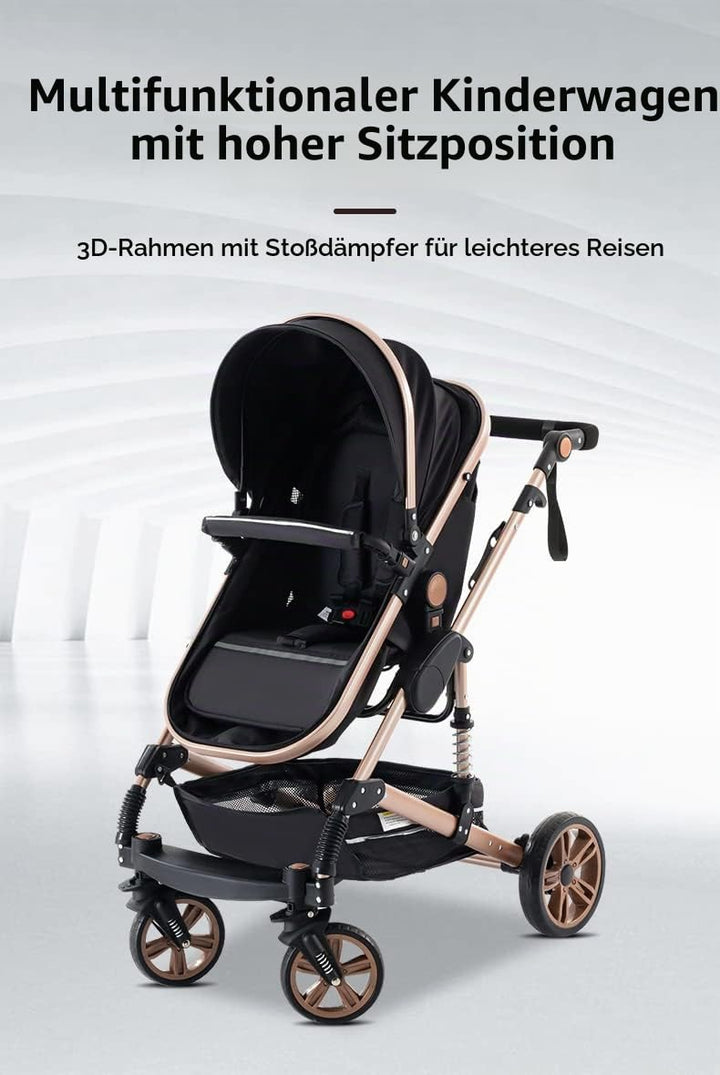 YAZOCO kinderwagen 3 in 1 Buggy Babybett Komplett Set Einem Klick Zusammenklappbarer Kinderwagen, Ko