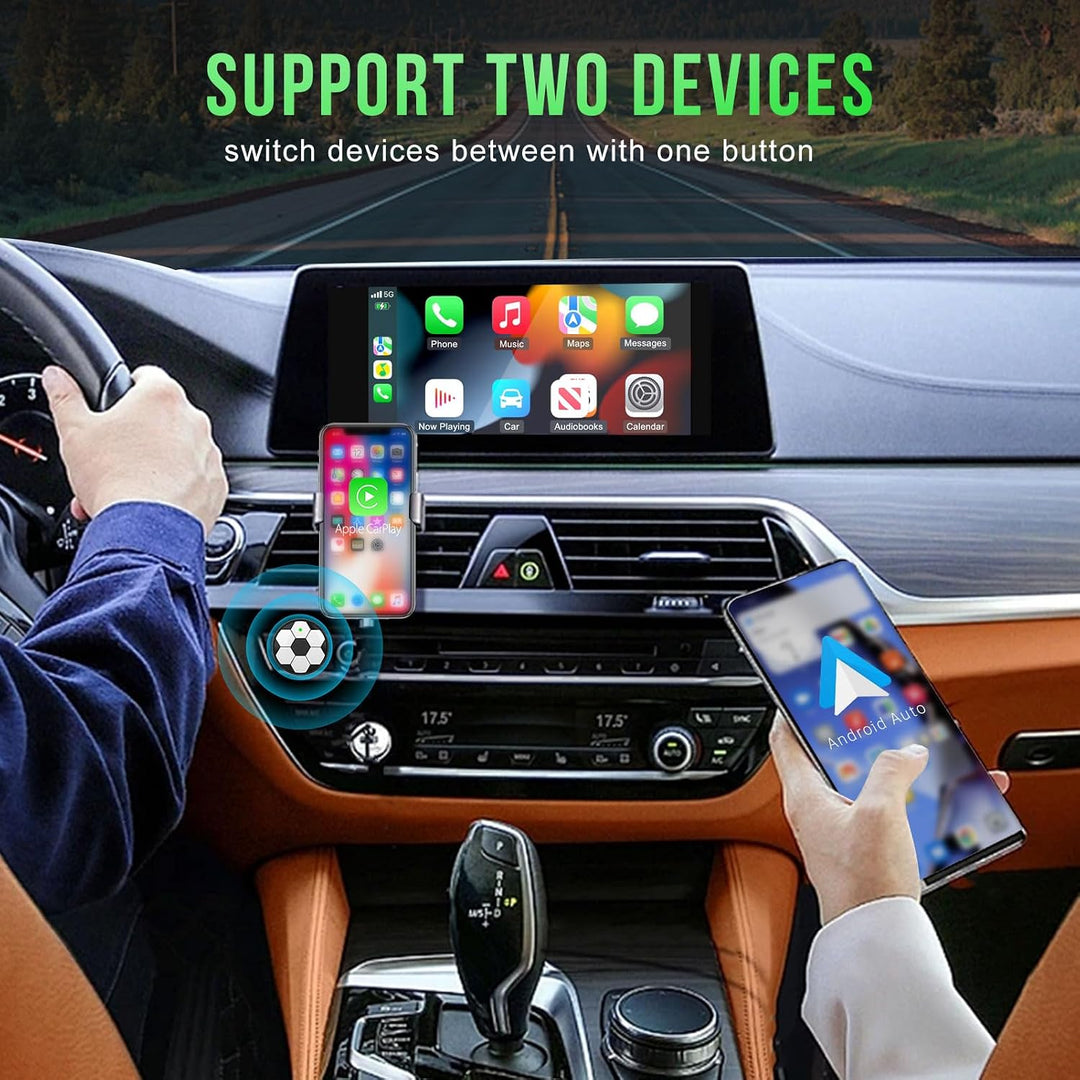 Wireless CarPlay Adapter &amp; Android Auto, Wechseln zwischen zwei Telefonen | Mini Plug &amp; Play, Schnel