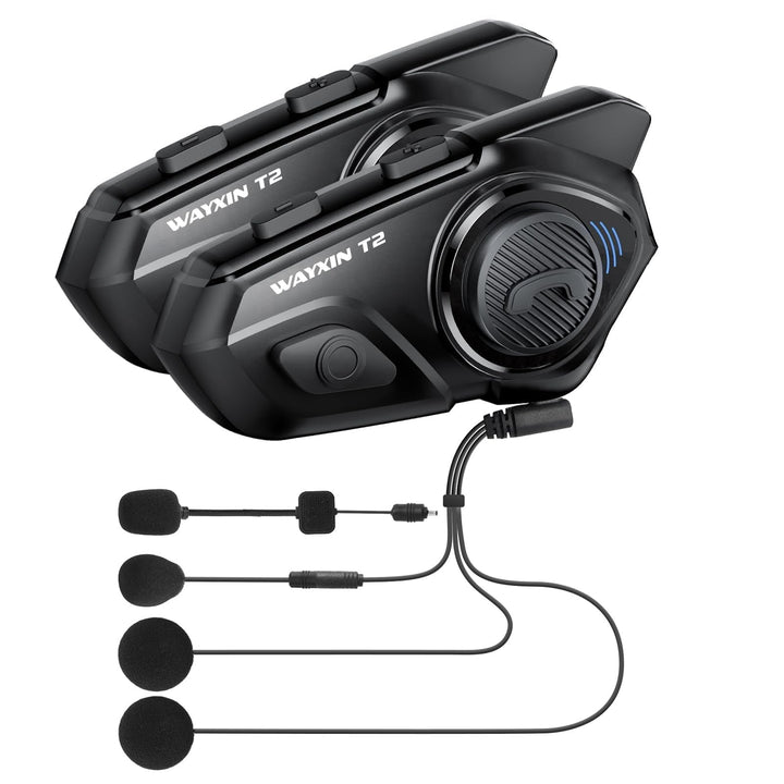 WAYXIN T2 Motorrad Headset mit Gegensprechanlage,Helm Kommunikationssystem für 2 Personen in Reichwe
