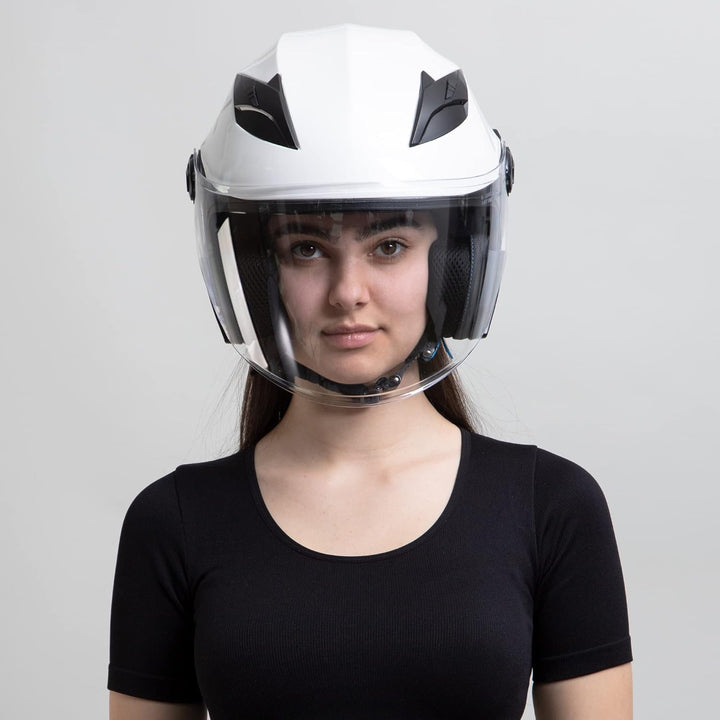 Westt Jethelm Motorradhelm mit Visier und Sonnenblende, ECE 22.06 Zertifiziert, Leichter Open-Face H
