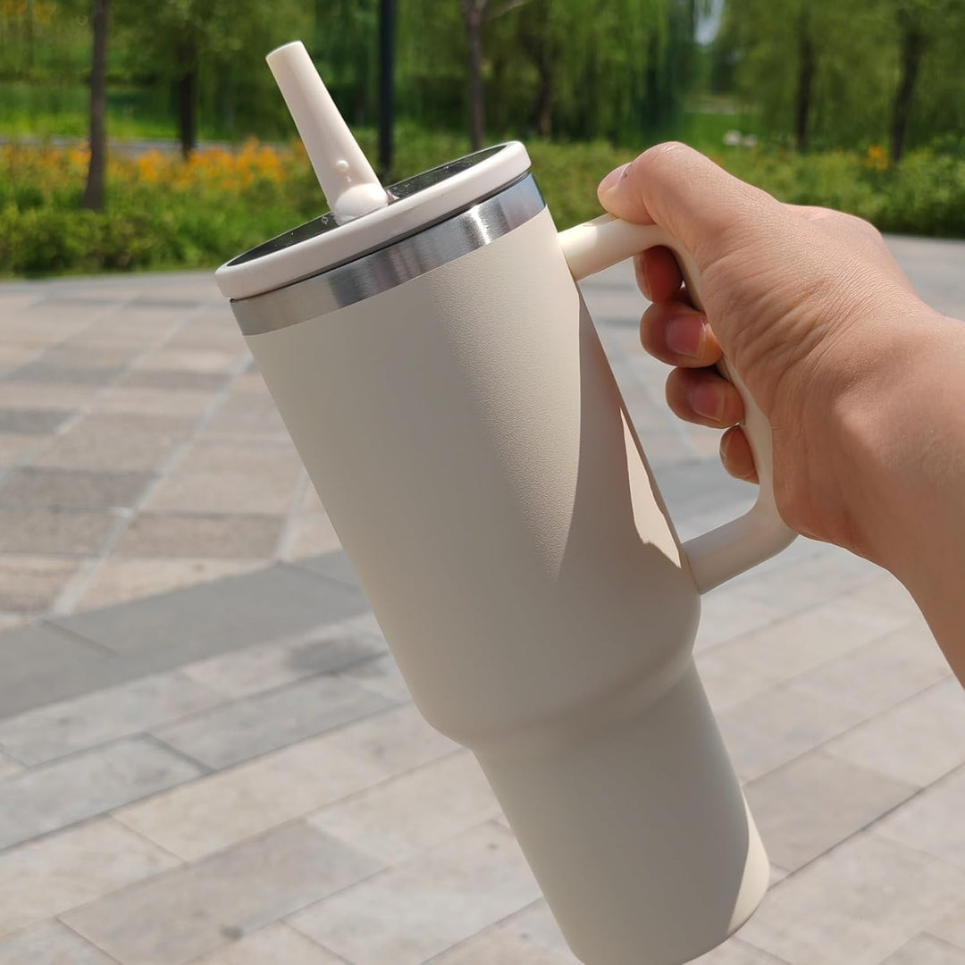 Adventure Quencher Becher mit Henkel und Strohhalm, No Moq, 304 Edelstahl, BPA-frei, grosser Becher