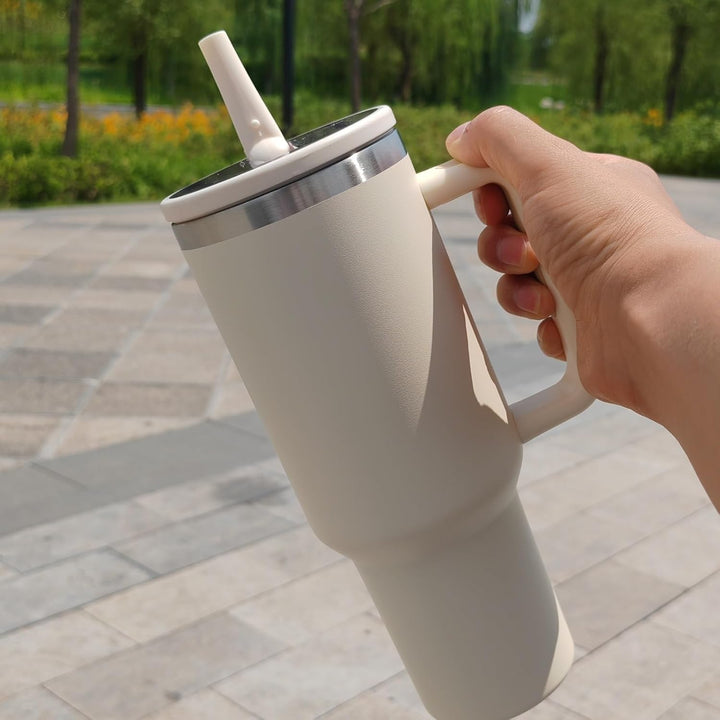 Adventure Quencher Becher mit Henkel und Strohhalm, No Moq, 304 Edelstahl, BPA-frei, grosser Becher