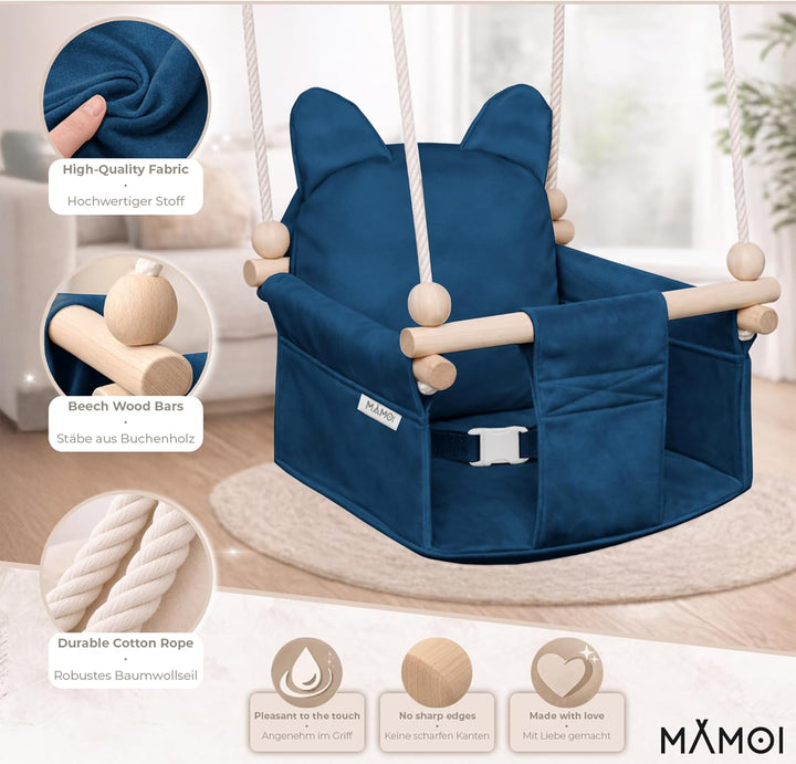 MAMOI® Babyschaukel, Baby schaukel Indoor, Kinderschaukel aus Holz, Holzschaukel für Kinder, Schauke