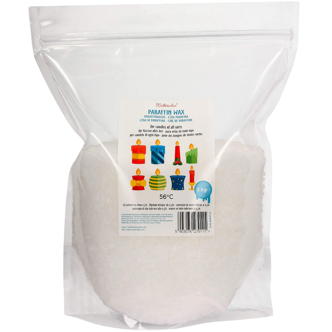 Materialix Paraffinwachs für Kerzen - Verschiedene Grössen (2kg) - Kerzenwachs, Wachsgranulat pastil