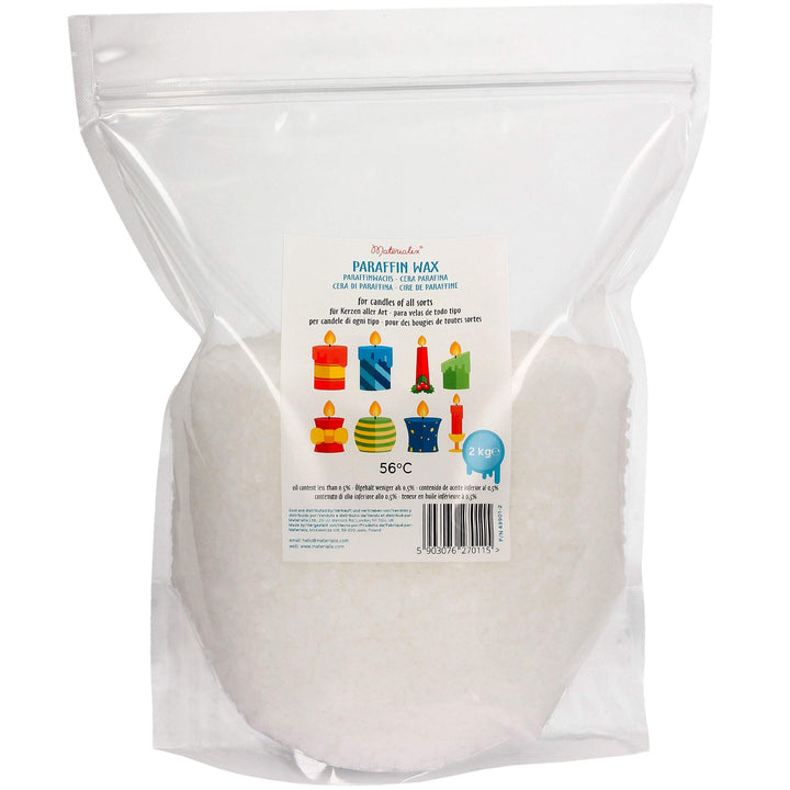 Materialix Paraffinwachs für Kerzen - Verschiedene Grössen (2kg) - Kerzenwachs, Wachsgranulat pastil