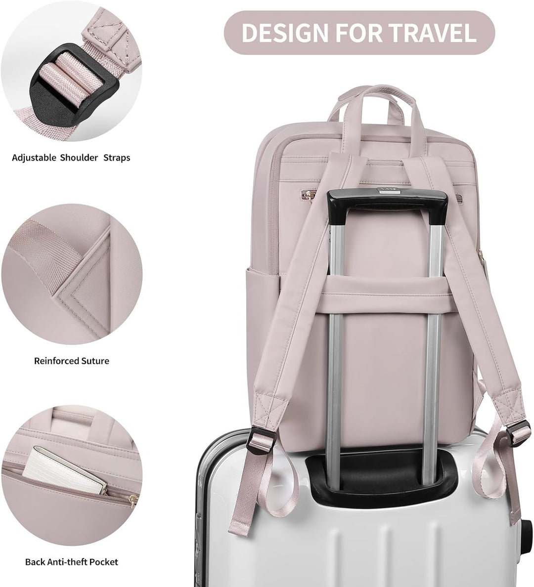 GOLF SUPAGS Reiserucksack für Damen 13.3 Zoll Laptop Rucksack Elegant Anti-Diebstahl, Rucksack Flugz