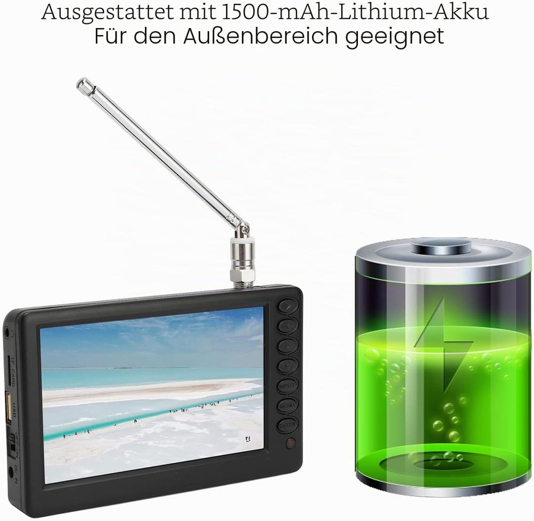Tragbarer 5 Zoll Fernseher, ISDB T Digitalfernseher, 1080P Videoformatunterstützung, 1500 mAh Hochem