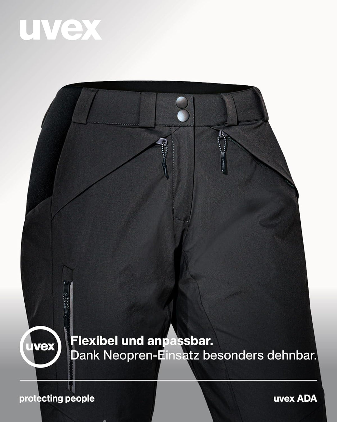 Uvex ADA 7634 Damen-Wetterhose - bei Wind & Regen - Atmungsaktiv & Wasserfest 42 Schwarz, 42 Schwarz