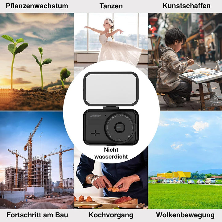 Somikon Zeitraffer Kamera: 4K-WLAN-Zeitrafferkamera, App, 20 m Farb-Nachtsicht, PIR-Sensor, Akku (Ca