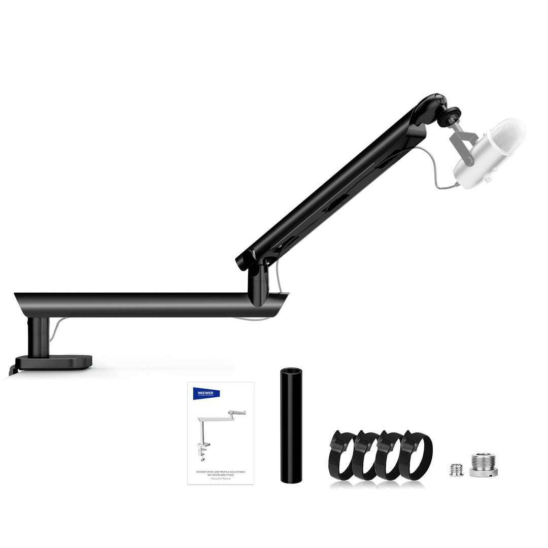 NEEWER Mikrofonständer Boom Arm, Low Profil Microphone Halter, Tischhalterung mit Kugelkopf 3/8Zoll