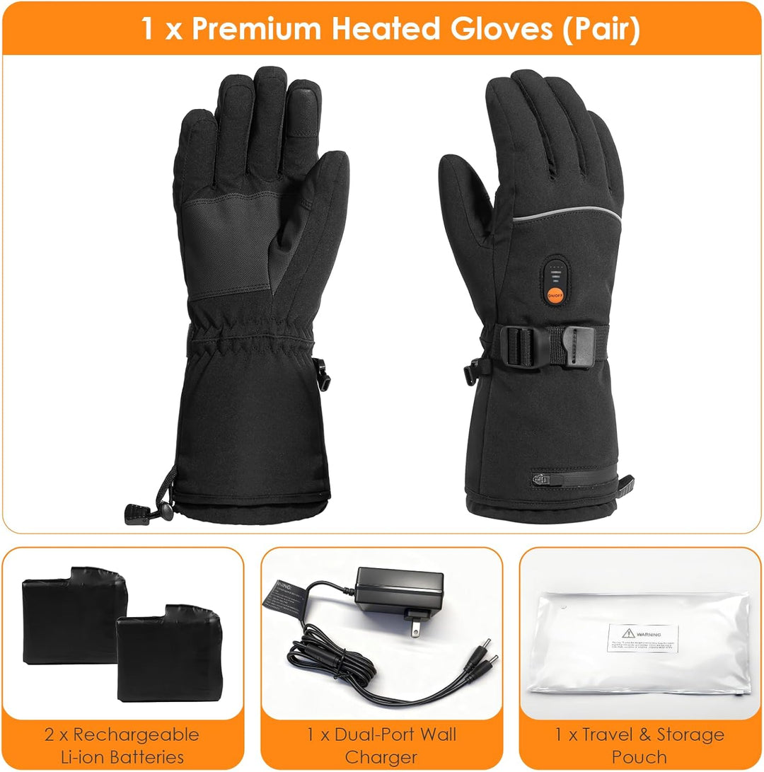 Minthouz Beheizbare Handschuhe für Damen Herren, 7.4V 3000 mAh Beheizbare Handschuhe mit Akku mit 6