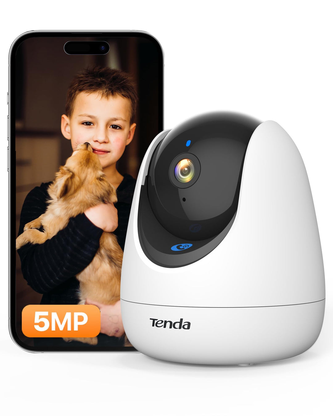 Tenda Überwachungskamera Innen CP3 V2.2, 360 Grad WLAN IP Kamera, 2-Wege-Audio, 1080P, Nachtsicht, T