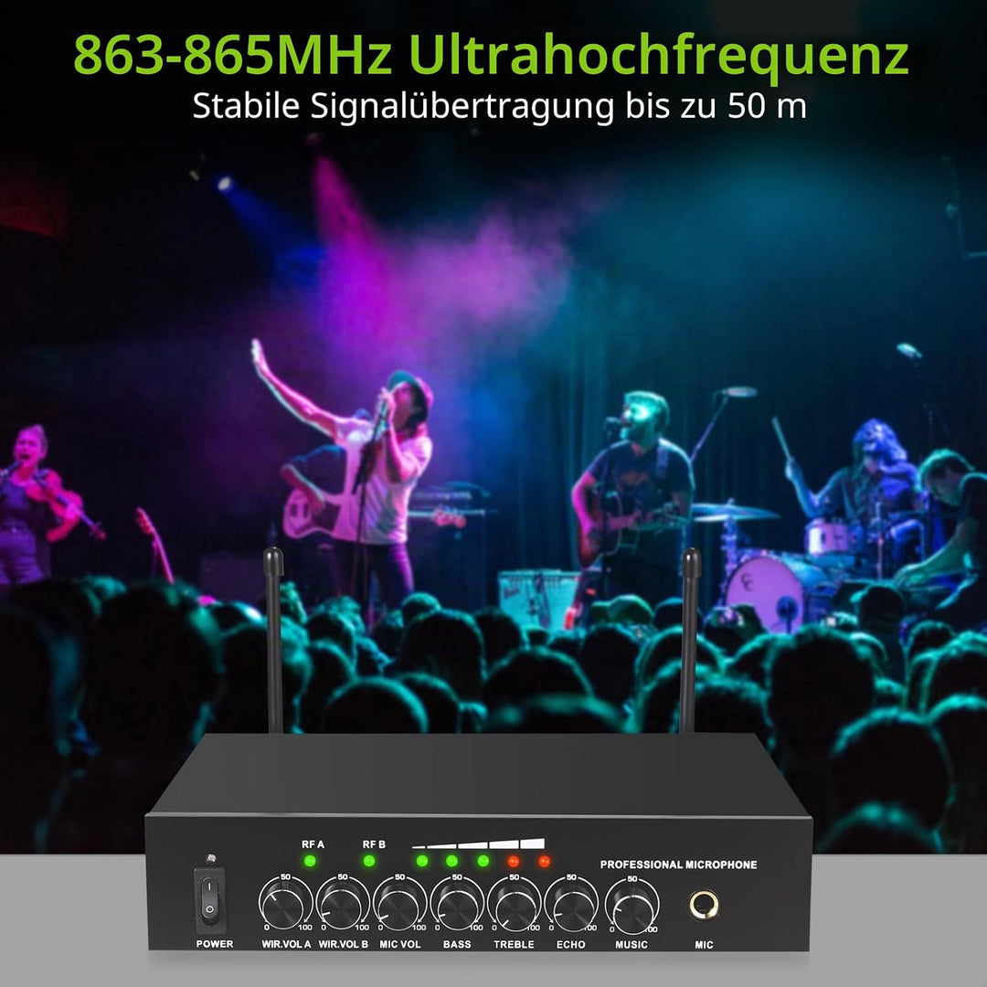 LiNKFOR UHF Drahtloses Mikrofon Karaoke-Mikrofon Drahtlos Bluetooth 4.2 UHF Drahtloses Mikrofon Hand