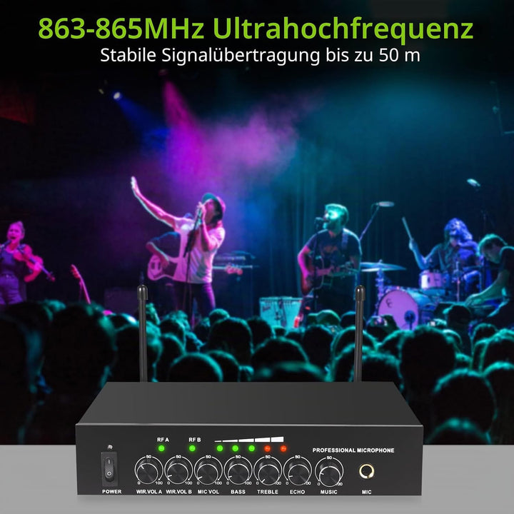 LiNKFOR UHF Drahtloses Mikrofon Karaoke-Mikrofon Drahtlos Bluetooth 4.2 UHF Drahtloses Mikrofon Hand