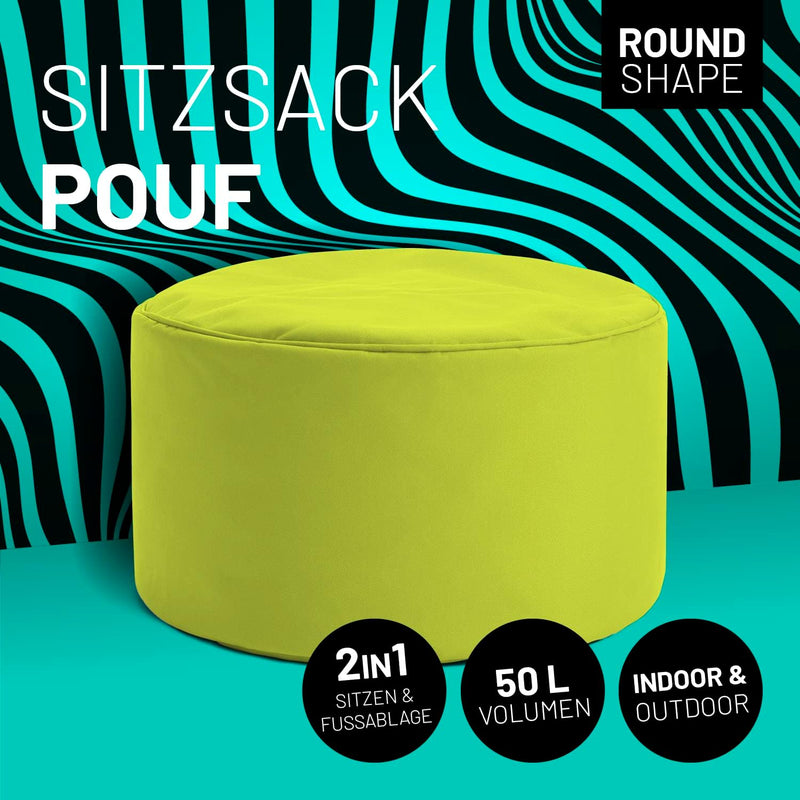 Lumaland Sitzsack Pouf (50 L) | Kompakter Sitzsack mit 3-in-1-Funktion: bequemer Hocker, praktisches