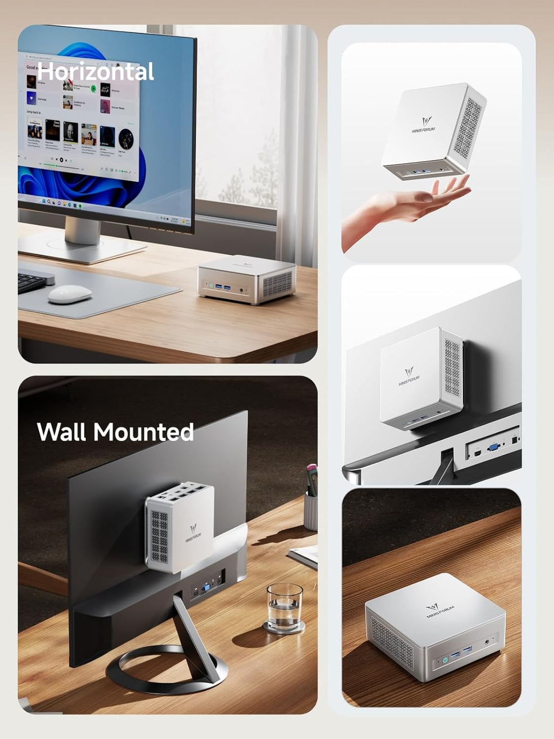 MINIS FORUM DeskMini UM750L Slim Mini PC AMD Ryzen 5 7545U, 16 GB LPDDR5 RAM + 1TB PCIe4.0 SSD, HDMI
