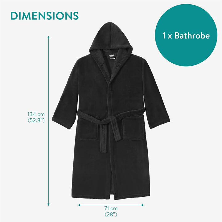 HOMELEVEL Bademantel Morgenmantel Unisex - kuschelweicher Reisebademantel Saunamantel - Mikrofaser M