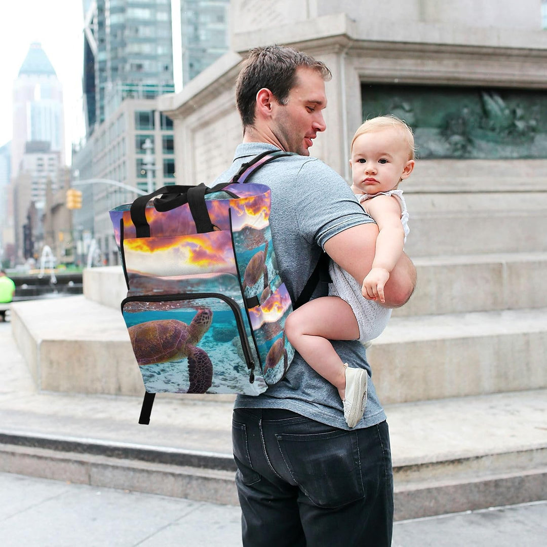 Vnurnrn Die Schildkröte Mom Taschen Wickeltasche Reiserucksack Grosse Kapazität Schulter für Freien