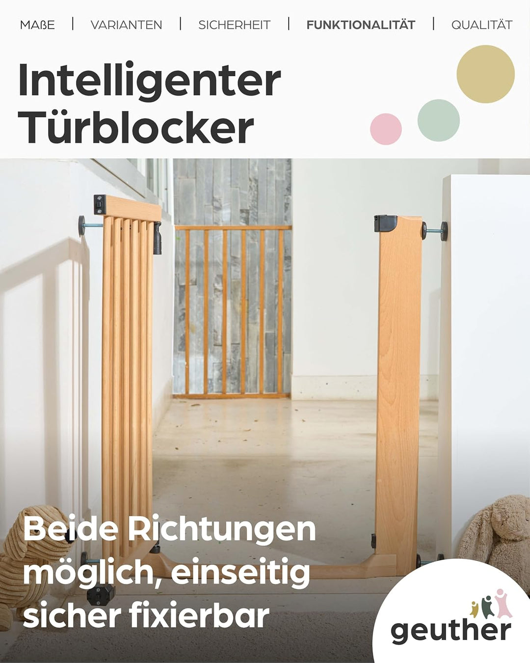 Geuther Easylock Flat Step Treppenschutzgitter ohne Bohren, 71-79 cm Breite, Türschutzgitter zum Kle