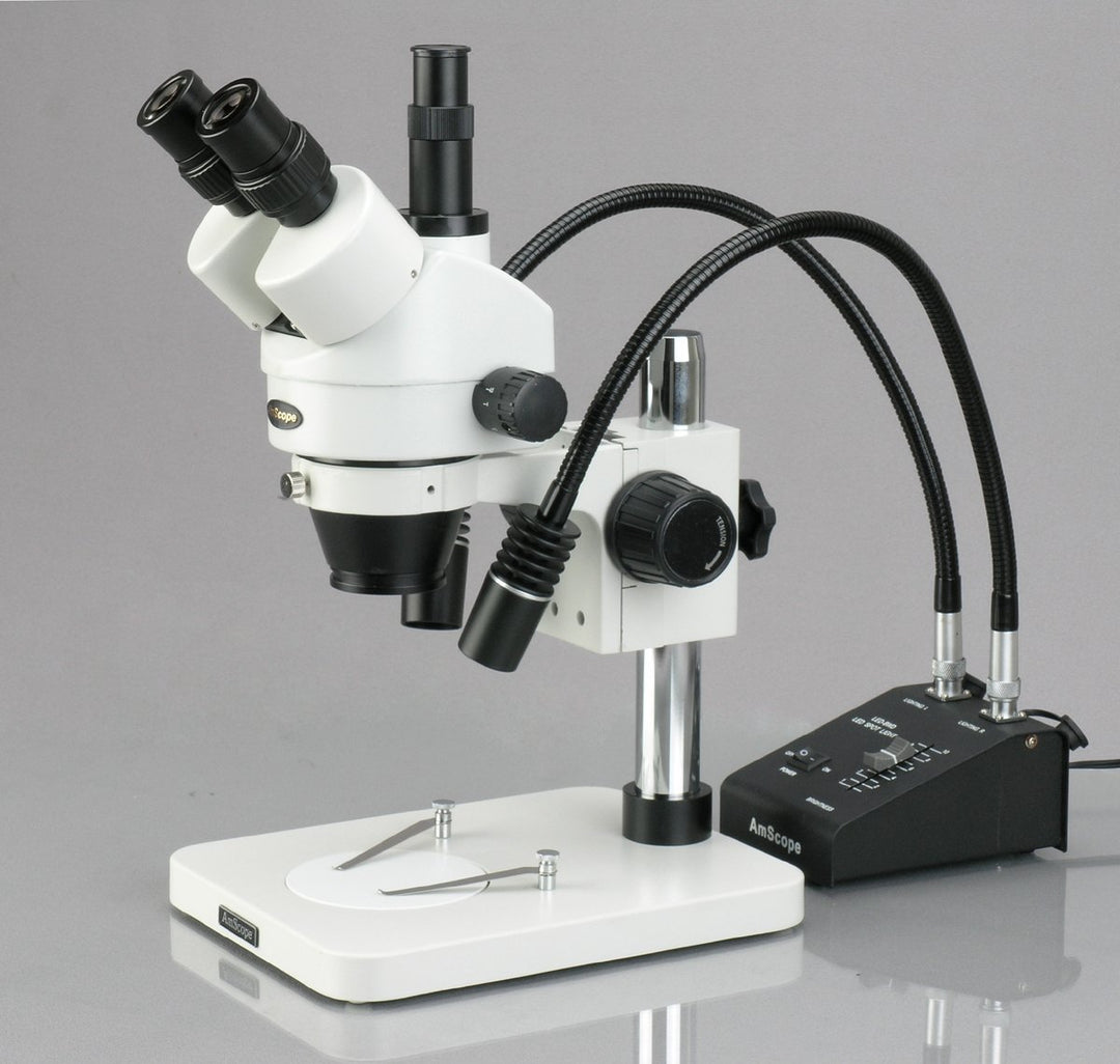 AmScope SM-1TSZ-L6W Trinokulares Inspektion Zoom Stereomikroskop mit Schwanenhals-LED-Leuchten, 3.5X