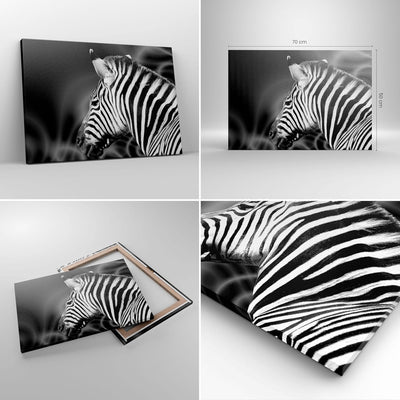 Bilder auf Leinwand Tier Zebra Streifen Leinwandbild mit Rahmen 70x50cm Wandbilder Dekoration Wohnzi